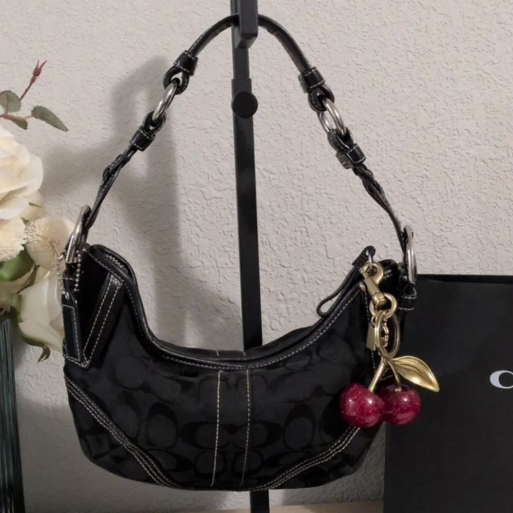 Y2K Coach Hobo In Black Signature Jacquard and Wallet SET Rare Vintage Coach Bag - Picture 2 of 13